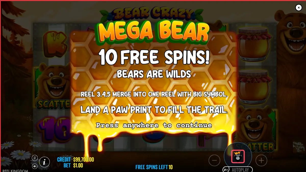 Tampilan visual slot Bear Crazy dengan tema hutan dan piknik